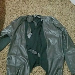 Faux leather drape jacket
